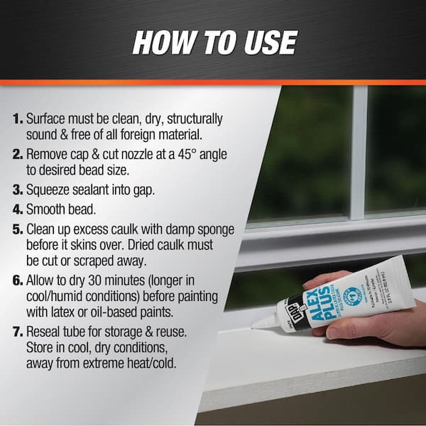 Alex Plus 2.8 oz. White Acrylic Latex Caulk Plus Silicone (6-Pack)