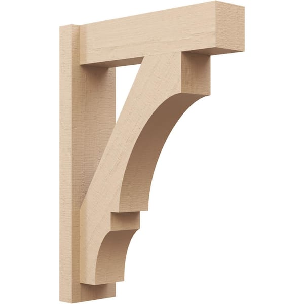 Ekena Millwork 6 in. x 28 in. x 20 in. Balboa Block Rough Cedar Woodgrain Timberthane Polyurethane Outlooker, Primed Tan