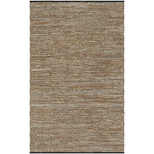 Vintage Leather 4 ft. x 6 ft. Beige Gradient Striped Chevron Area Rug