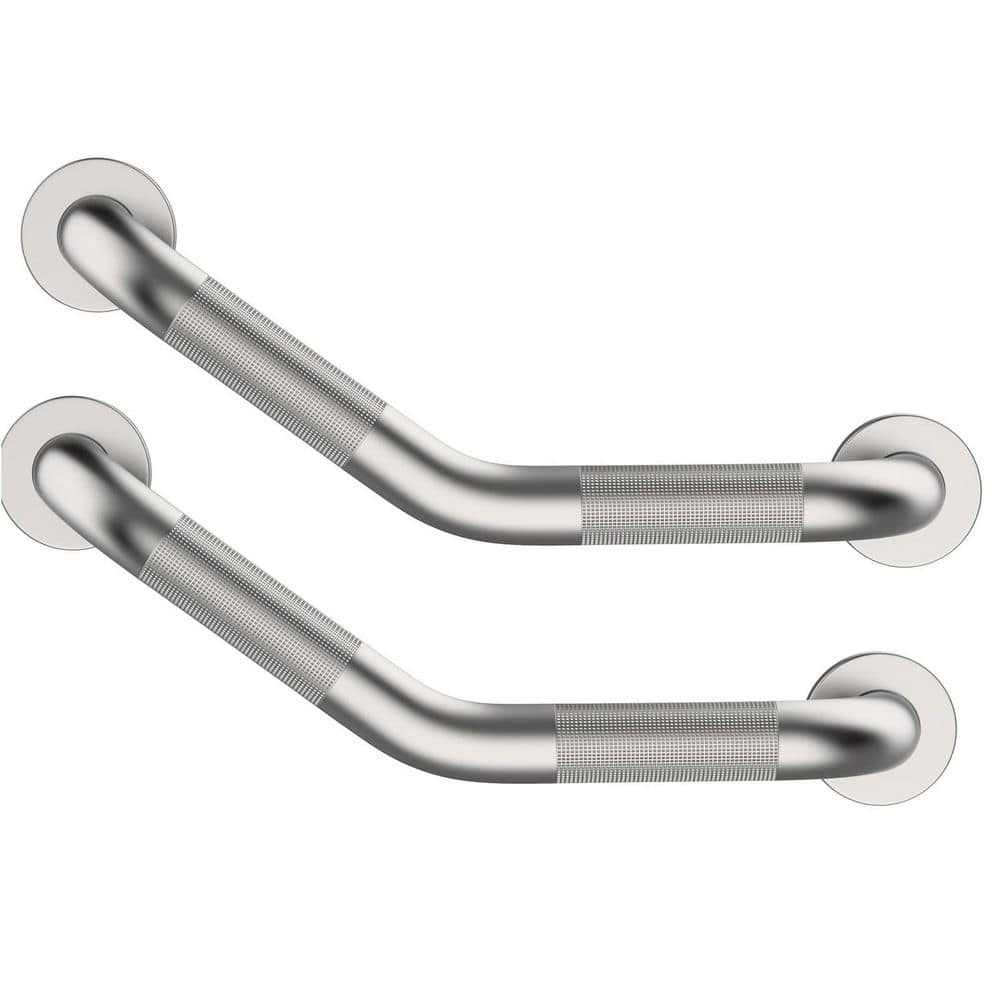 2-Pack 16 in. Angled Shower Grab Bars in Brushed Nickel, Safety Hand Rail Support Handicap Elderly Injury Senior price history on PriceWatchPro