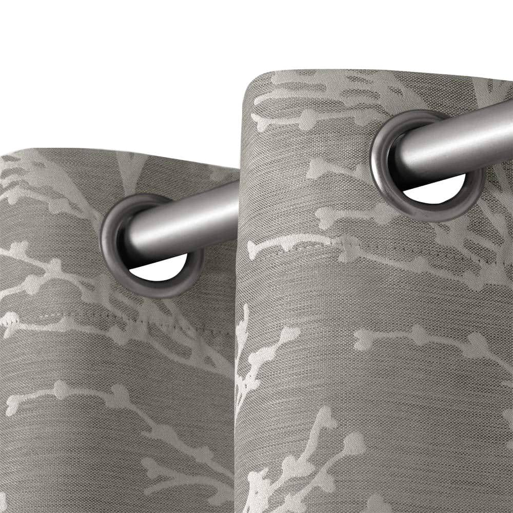 Ash Grey Blackout Grommet Top Window Curtain Panels