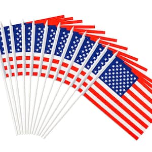 5 in. x 8 in. USA United States Mini Flag - Hand Held Small Miniature American US Flags on Stick (24-Pack)