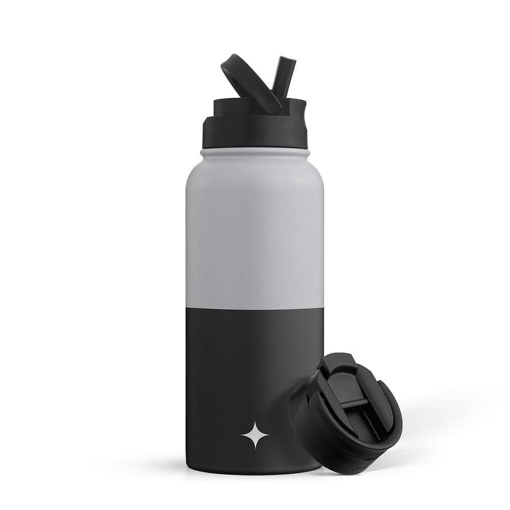 JoyJolt 32 oz. Grey/Black Vacuum Insulated Stainless Steel Water