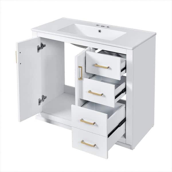 COWLOWN 36 in. W x 18.3 in. D x 33.7 in. H Bathroom White Linen Cabinet
