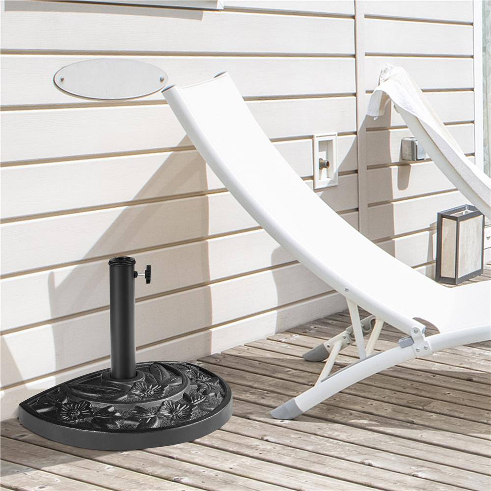 Black Ornate Concrete Half Round Umbrella Base, 20 Inch