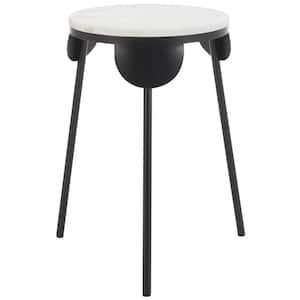 Everbrooke 12 in. Ivory/Black Round Metal End Table