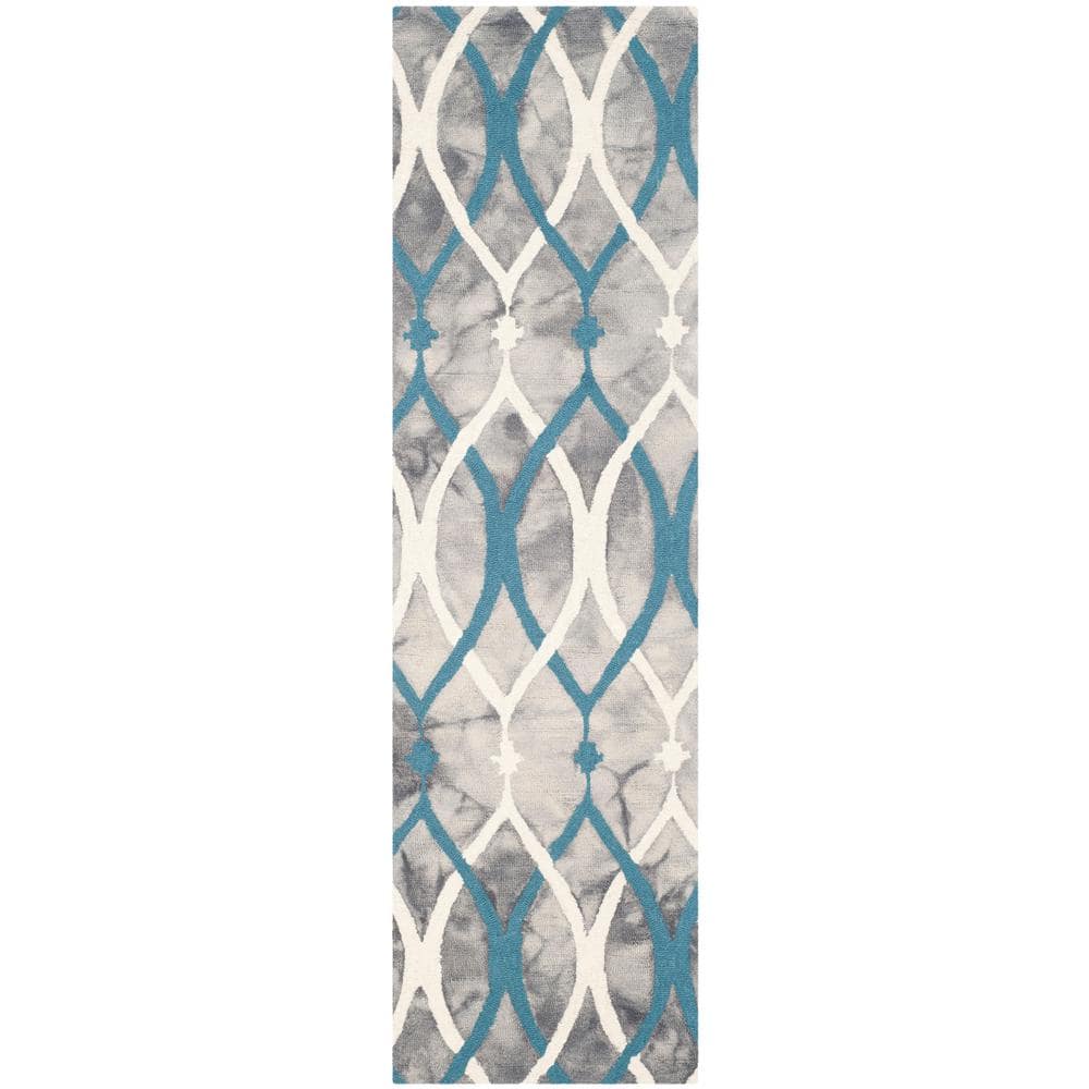 Gray and Blue Hand-Tufted Wool Runner Rug