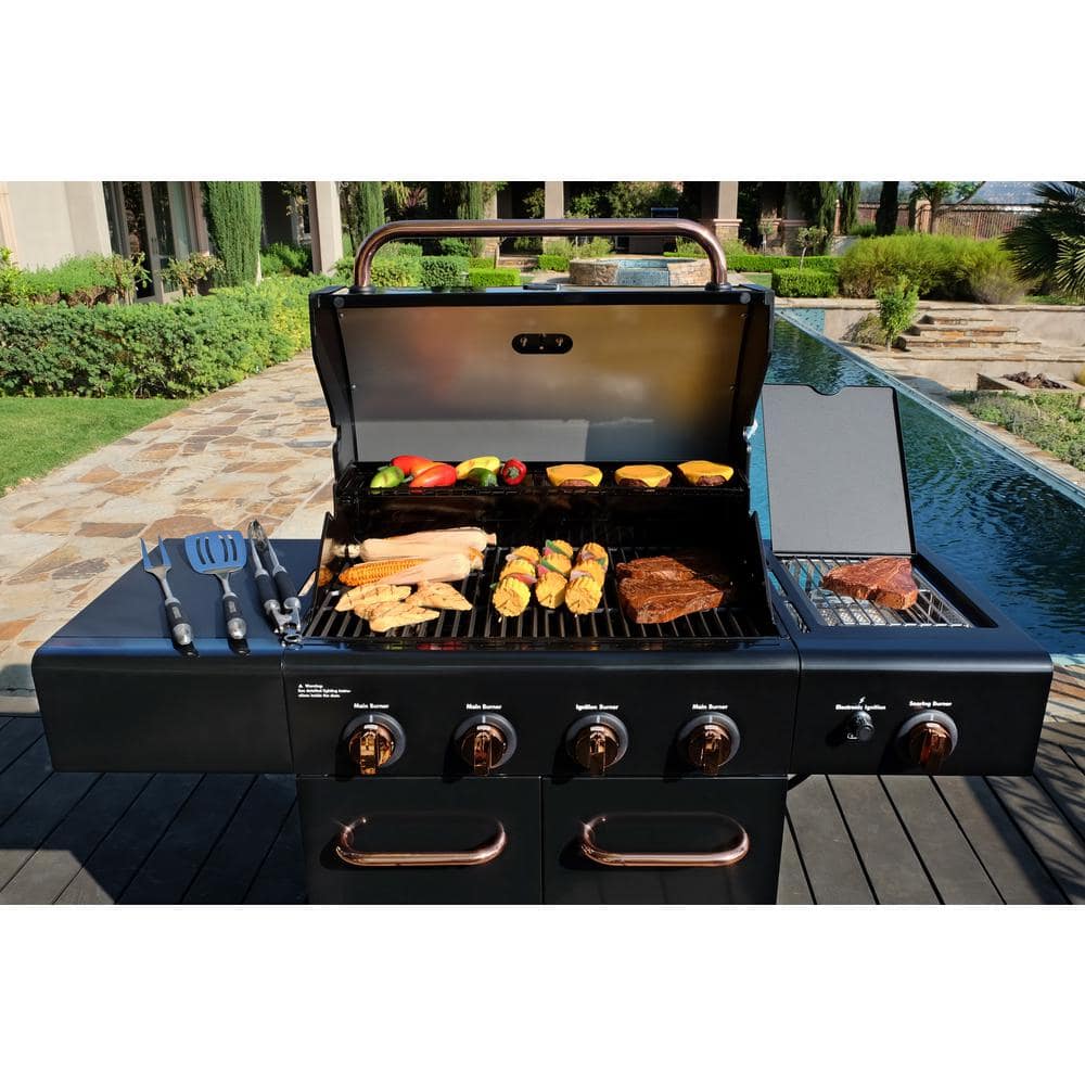 Kenmore Black and Copper 4-Burner Propane Gas Grill with Side Burner