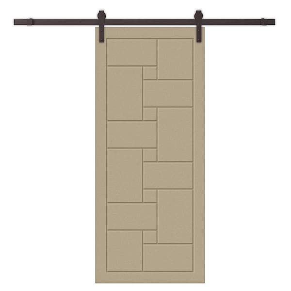 CALHOME 30 in. x 96 in. Unfinished Composite MDF Paneled Interior Sliding Barn Door with Hardware Kit
