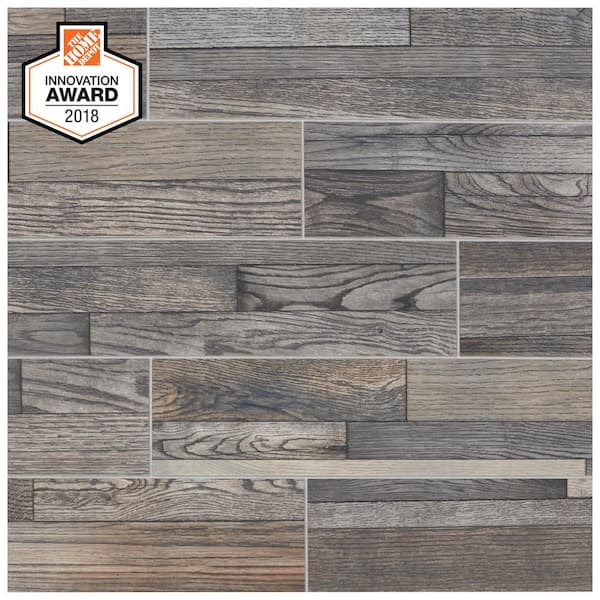 Lifeproof Pewter Wood 6 in. x 24 in. Glazed Porcelain Floor and Wall ...