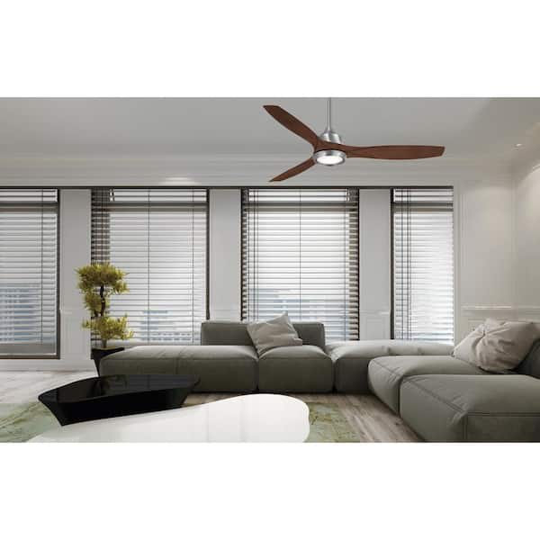 Skyhawk 60 in. Integrated LED Indoor Brushed Nickel Ceiling Fan with Light Kit and Remote Control