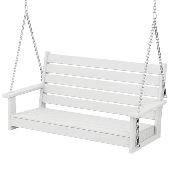 Trex Outdoor Furniture Monterey Bay 48 in. 2-Person Classic White HDPE Plastic Swing