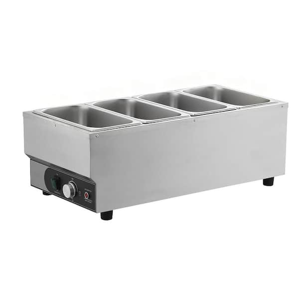 Commercial Food Warmer, 1500W Electric Stainless Steel Steam Food Warmer, Fast Heating Countertop Buffet Bain Marie