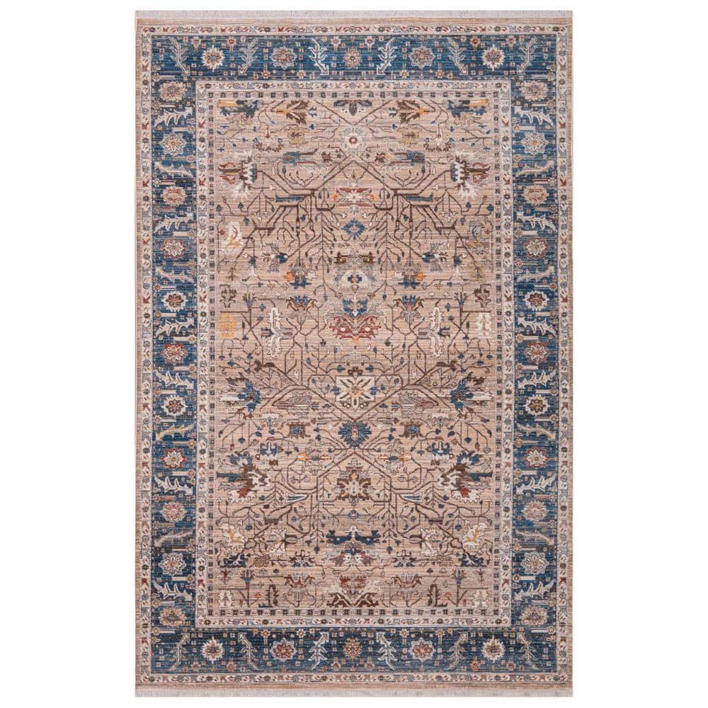 7' X 10' Teal Brown And Beige Oriental Area Rug With Fringe price history on PriceWatchPro
