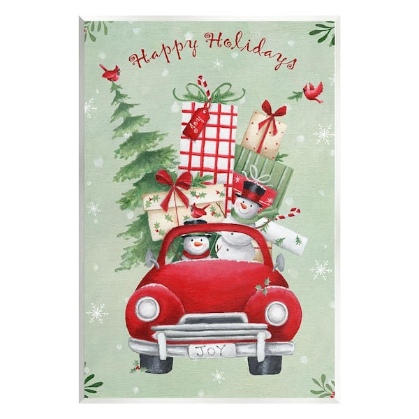 Stupell Industries Holiday Stacked Gift Car by Emma Leach 1-Piece Unframed Graphic Print Travel Poster Art Print 15 in. x 10 in.
