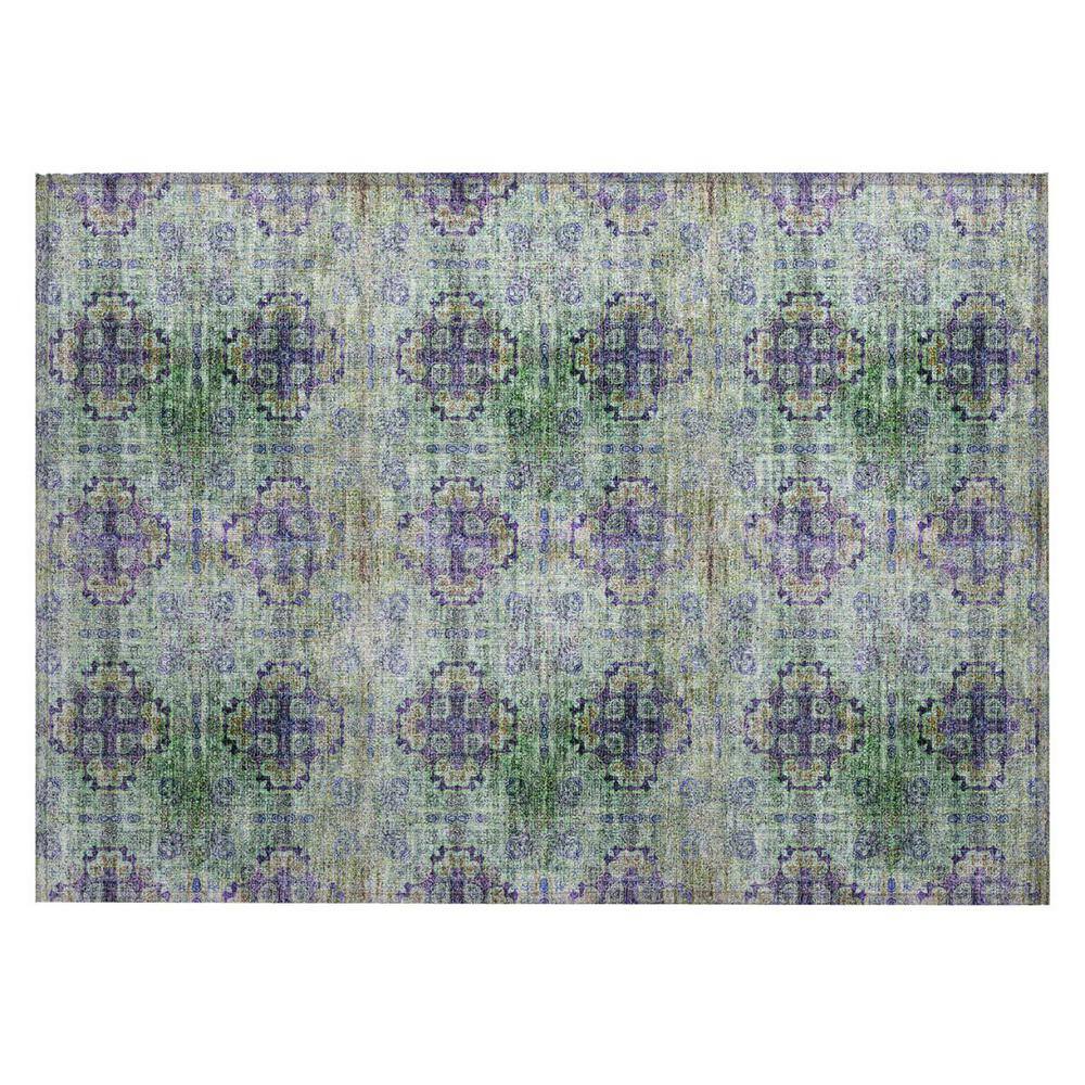Purple and Green 2 ft. x 3 ft. Woven Floral Medallion Rectangle Indoor/Outdoor Area Rug price history on PriceWatchPro