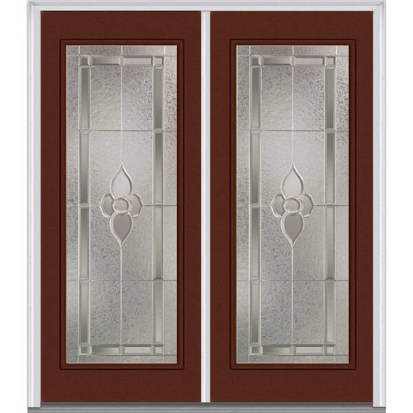 MMI Door 72 in. x 80 in. Master Nouveau Right-Hand Inswing Full Lite Decorative Glass Painted Steel Prehung Front Door