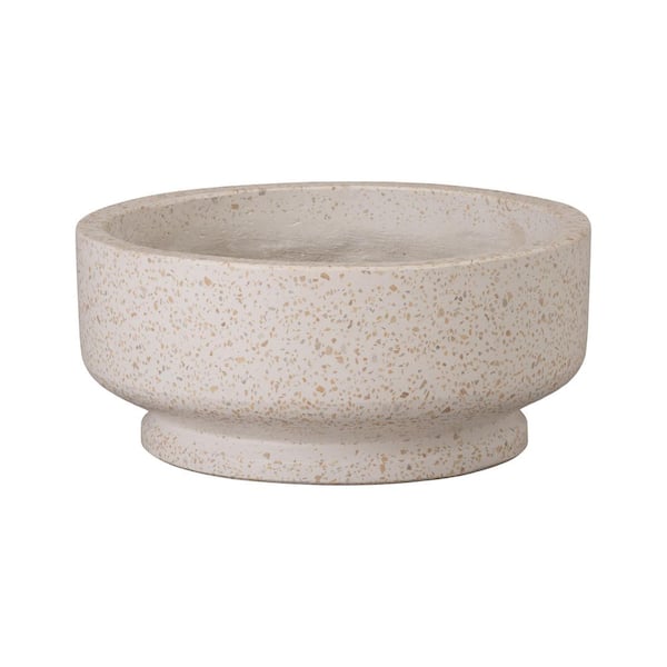 16 in. Terrazzo Yellow Terrazzo Round Planter (16 in. L x 16 in. W x 7 in. H) with Drainage Hole