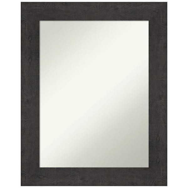 Amanti Art Rustic Plank Espresso 23.5 in. H x 29.5 in. W Framed Non-Beveled Wall Mirror in Brown