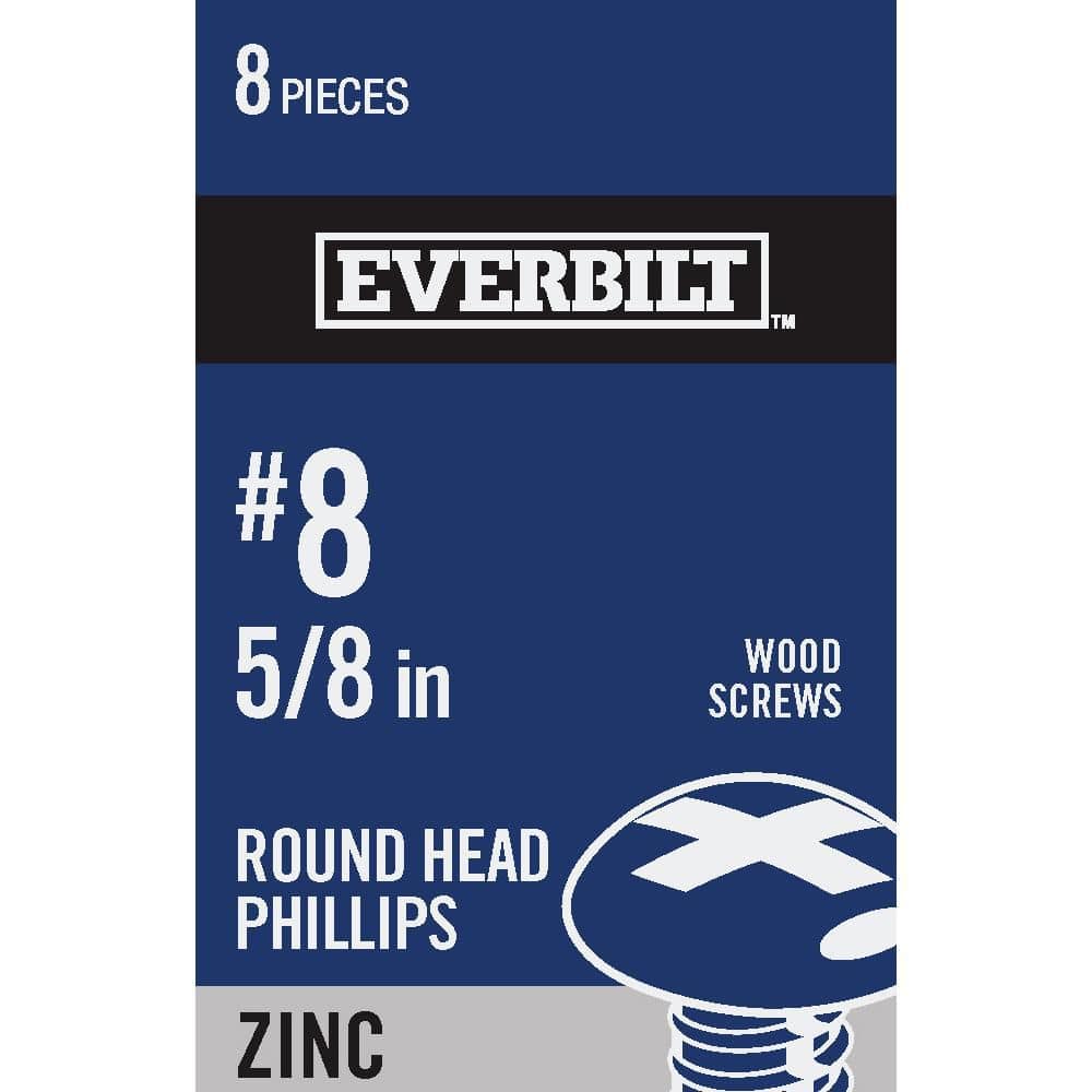 Everbilt #8 X 5/8 In. Zinc Plated Phillips Round Head Wood Screw (8 ...