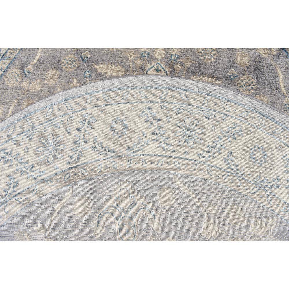 Salzburg Floral Medallion 5'1" Round Rug in Gray - Stain-Resistant