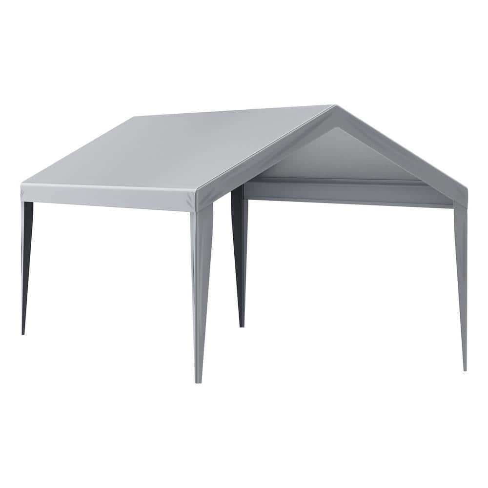 Gray 10' x 20' Waterproof Carport Canopy Cover with Aluminum Frame