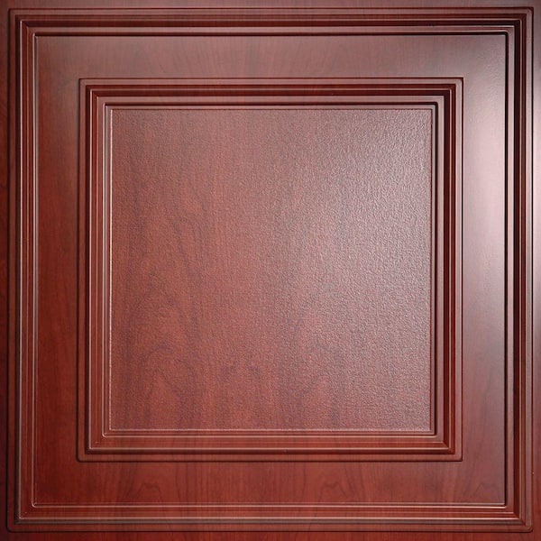 Ceilume Cambridge Faux Wood Cherry 2 Ft X 2 Ft Lay In Or Glue Up Ceiling Panel Case Of 6 V3 