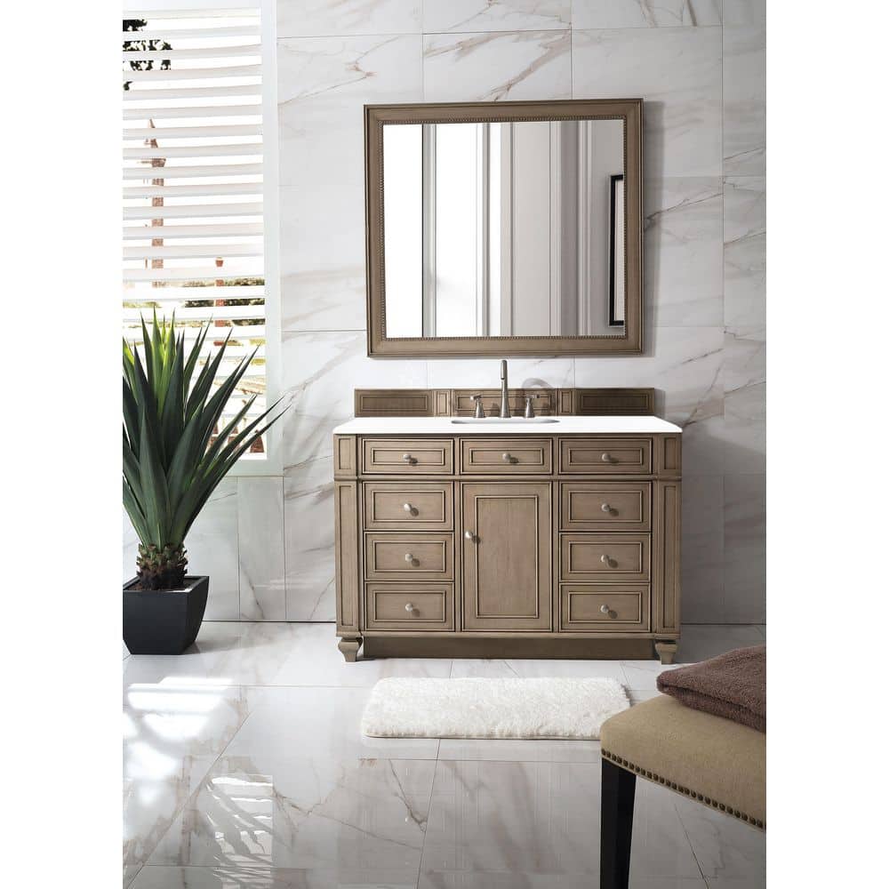 Bristol 48.0 in. W x 23.5 in. D x 34 in. H Bathroom Vanity in Whitewashed Walnut with White Zeus Quartz Top price history on PriceWatchPro
