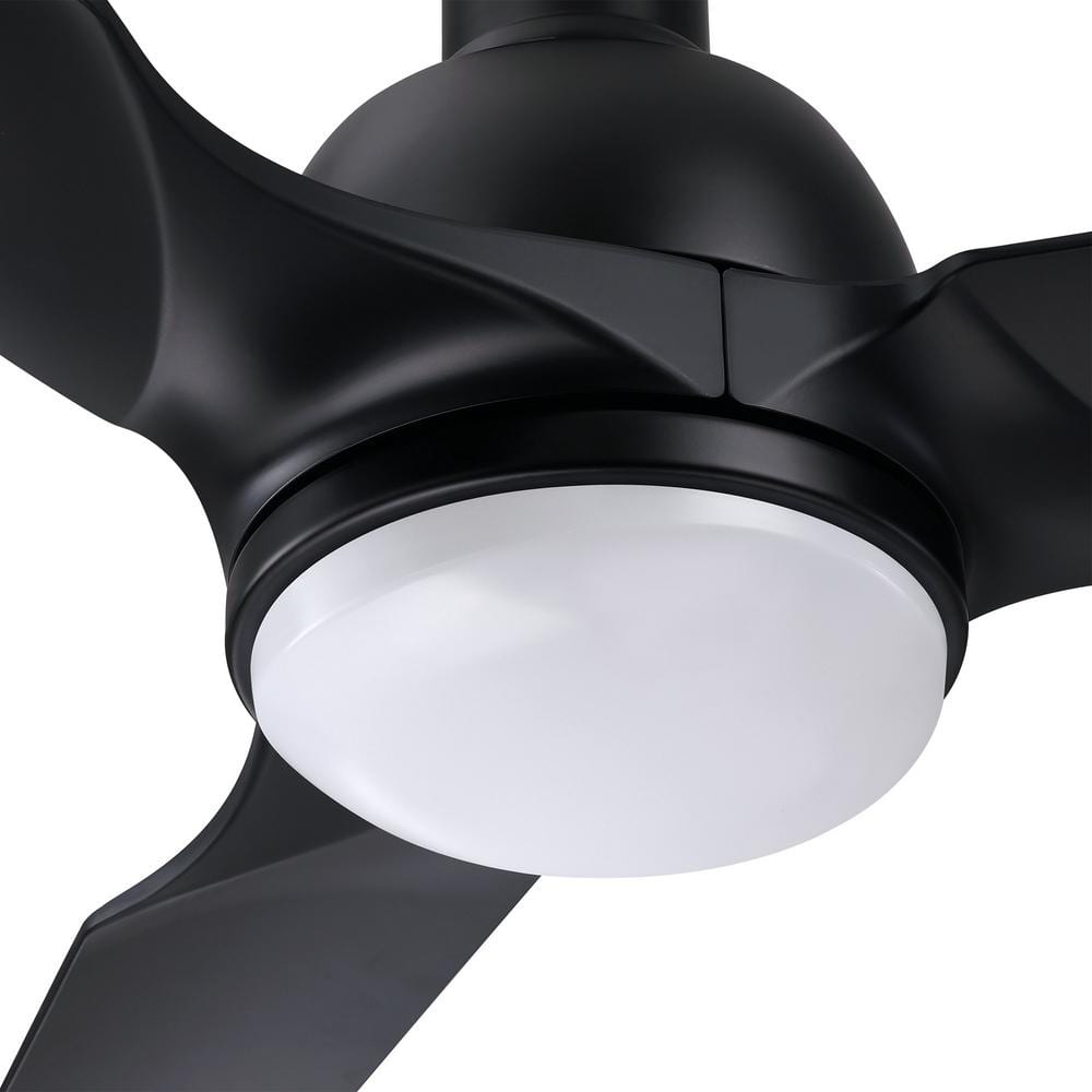 52" Matte Black Modern LED Ceiling Fan with Remote