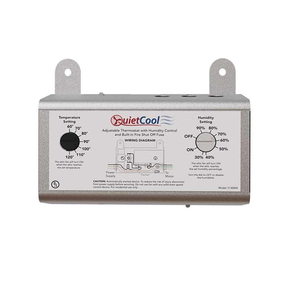 QuietCool Attic Fan Adjustable Thermostat and Humidistat
