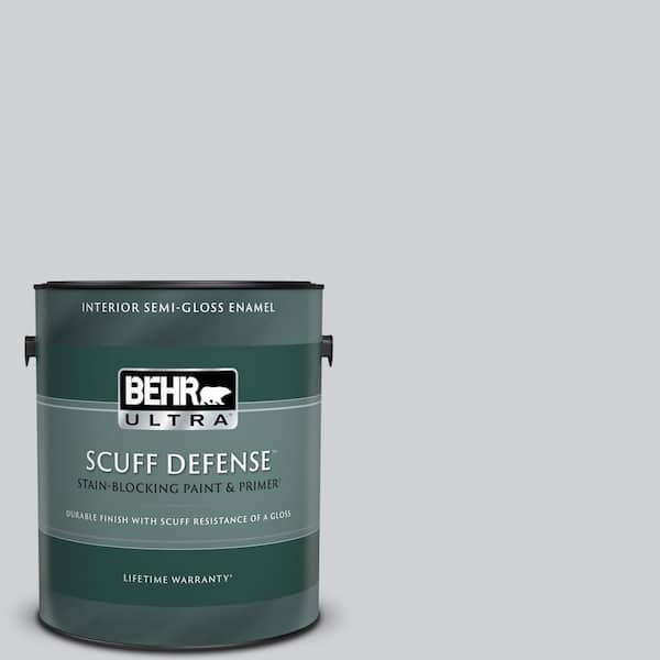 BEHR ULTRA 1 gal. #N510-1 Silver Shadow Extra Durable Semi-Gloss Enamel Interior Paint & Primer