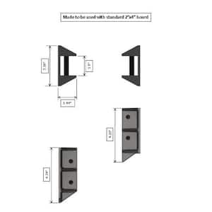 2 in. x 4 in. Stair Railing Hangers Fits Standard Railings Reinforced Black Polypropylene 4-Sets (8-Piece)