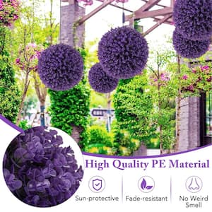 19 in. Purple Artificial Plant Topiary Ball Faux Decorative Balls for Indoor Outdoor (Set of 2)