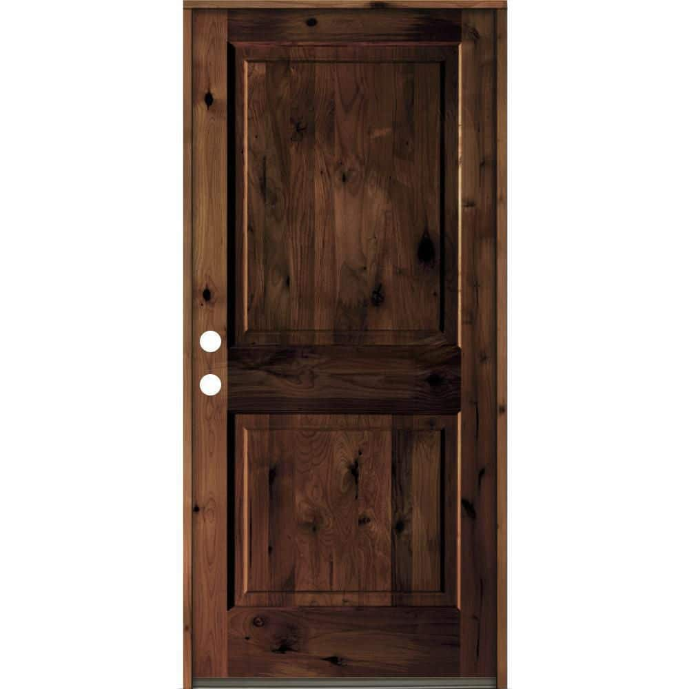 Krosswood Doors 36 in. x 80 in. Rustic Knotty Alder Square Top Red ...