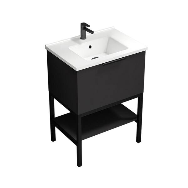 CosmoLiving Leona 36” Bathroom Vanity, Navy with Gold Metal 