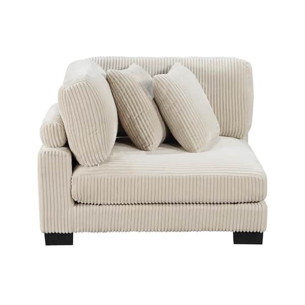 Turbo Beige Corduroy Upholstery Corner Seat Arm Chair