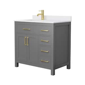 Beckett 36 in. W x 22 in. D x 35 in. H Single Sink Bathroom Vanity in Dark Gray with White Cultured Marble Top