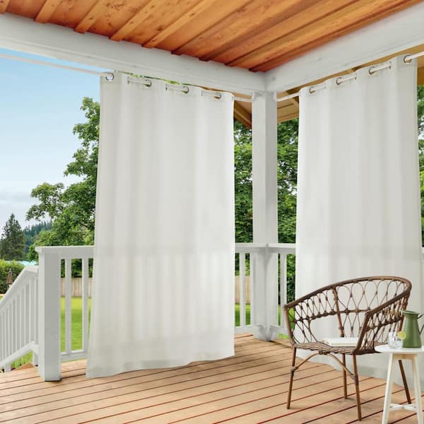 Cabana Vanilla Solid Light Filtering Grommet Top Indoor/Outdoor Curtain, 54 in. W x 96 in. L (Set of 2)