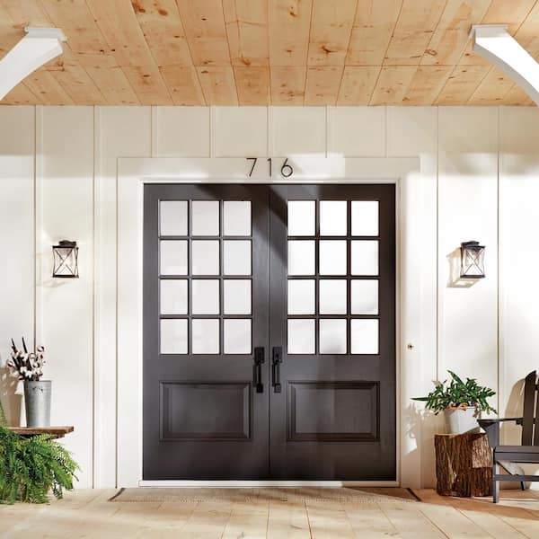 Argyle 10.25 in. 1-Light Weathered Zinc Outdoor Hardwired Wall Lantern Sconce with No Bulbs Included (1-Pack)