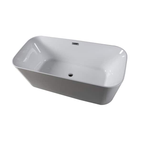 Dyconn Lyon 59 in. Acrylic Flatbottom Non-Whirlpool Bathtub in White