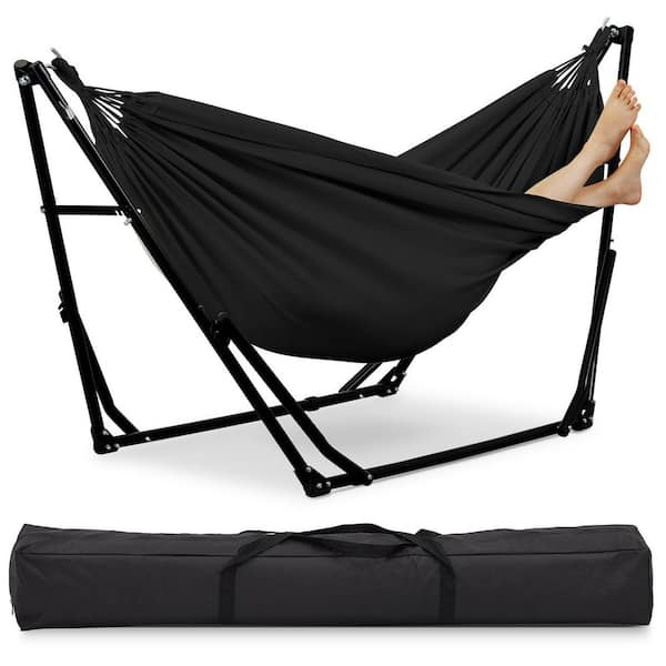 8 ft. Portable Hammock Swing Chair with Stand in Black