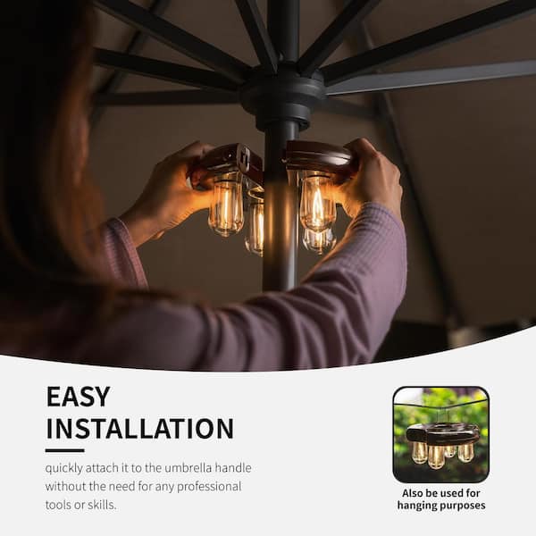 chinly patio umbrella lights warm Cordless 120 LED Table Umbrella Lights with Remote Control Battery Operated Waterproof Parasol String Lights for 7-11 Feet Outdoor Backyard Beach Umbrella Dcor (Warm White) The beautiful Donut design makes the atmosphere romantic and relaxed Mainstays 72-Count Solar Warm White