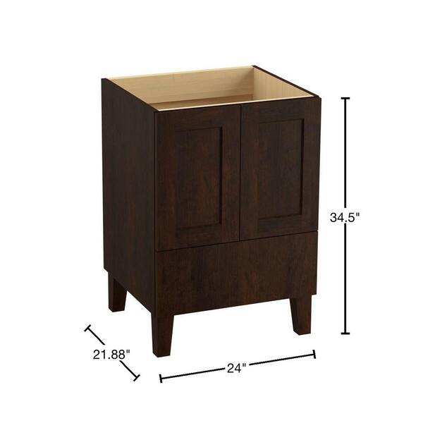 KOHLER Poplin 24 in. W x 22 in. D x 35 in. H Bathroom Vanity Cabinet without Top in Claret Suede