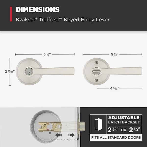 Kwikset Trafford Satin Nickel Reversible Round Straight Keyed