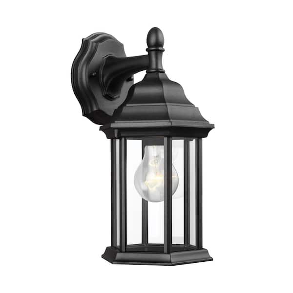Generation Lighting Sevier 1-Light Black Outdoor 12.5 in. Wall Lantern Sconce