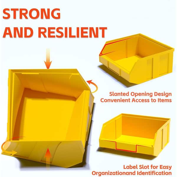 YICHUHAOXI Wall Mounted Storage Bins 7.28 in. Black Yellow Plastic