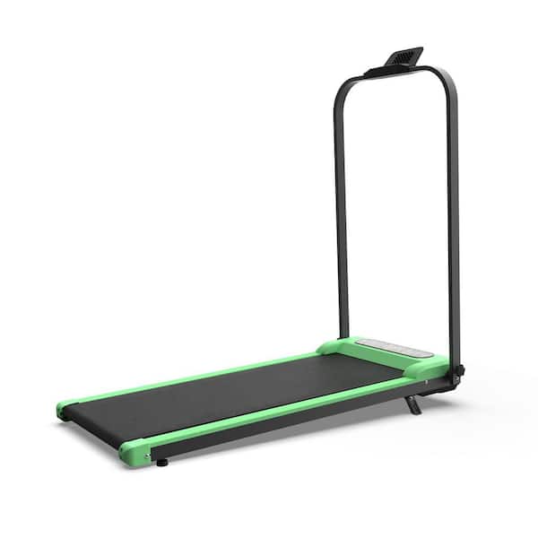 Foldable 2 in 1 Treadmill with Handle Bar 40.94 in. Green ABS+Rubber+Steel Unassembled Durable Construction