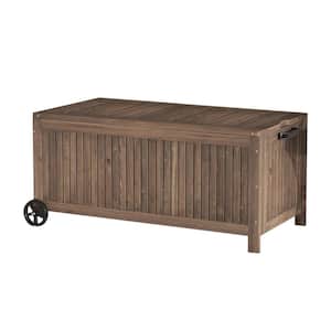 45 in. W x 23 in. D x 20 in. H Brown Wood Outdoor Storage Cabinet Deck Box with Removable Waterproof PE Liner