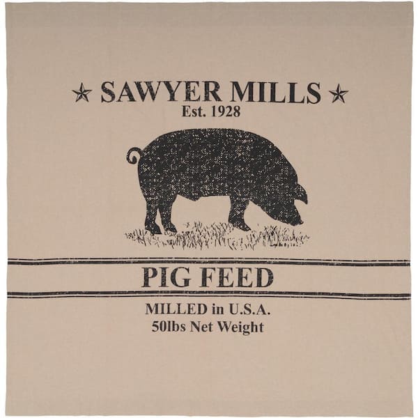 Sawyer Mill Charcoal Grey and Khaki 72 in. Pig Shower Curtain