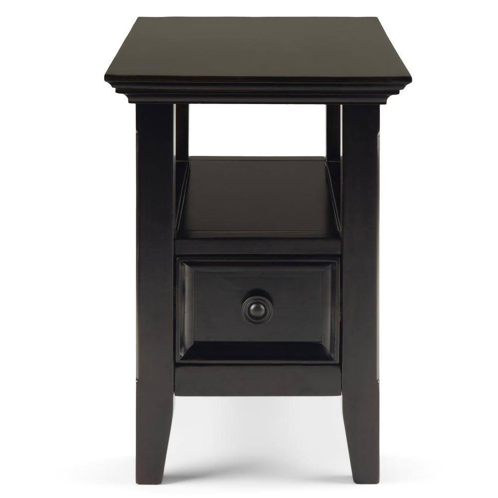 Hickory Brown Wood Round Side Table with Storage